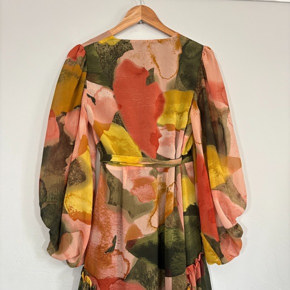 Anthropologie Hutch Floral Geo Wrap Maxi Dress Women Size XS High Low - Picture 10 of 12